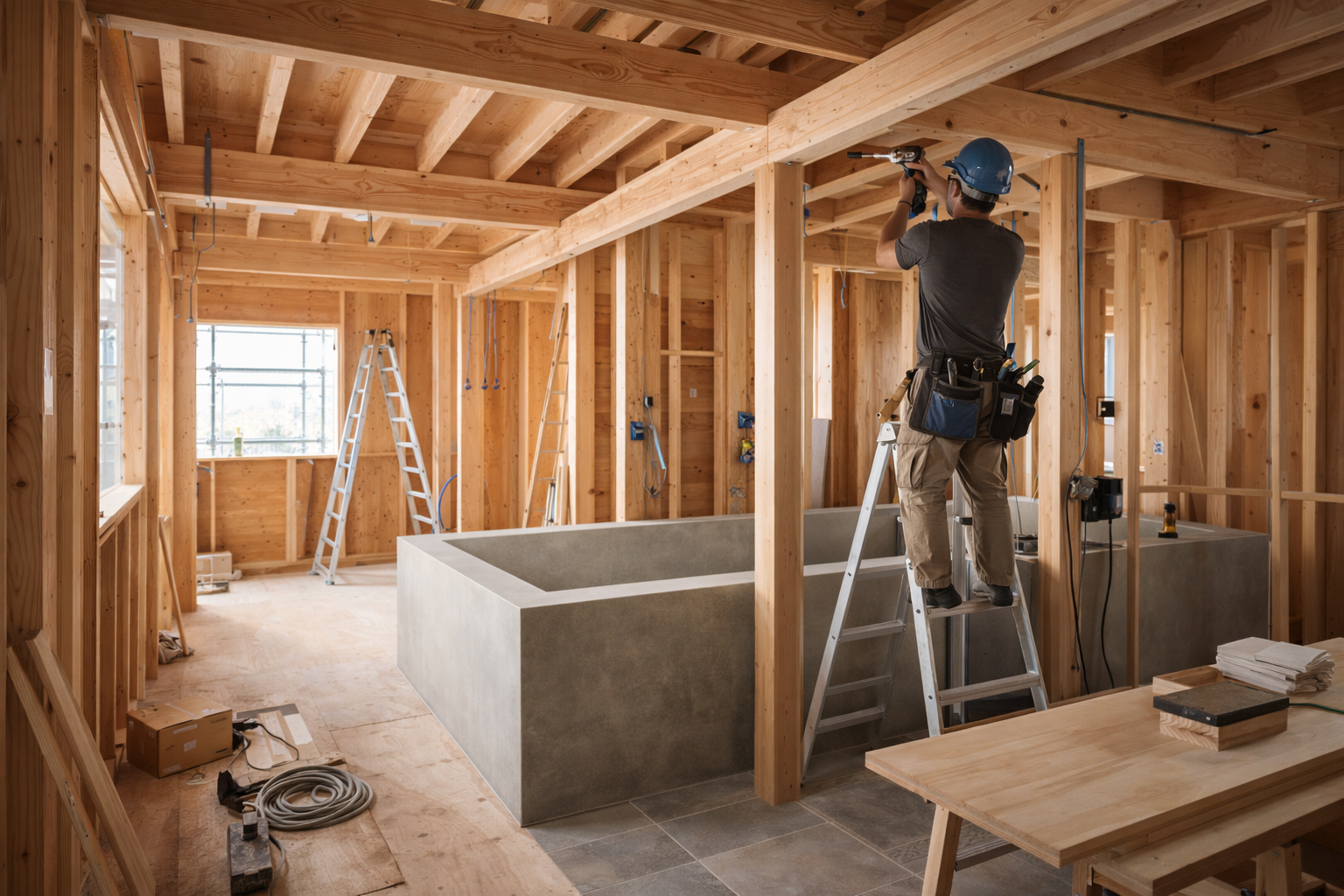 戸建てホテルの施工現場